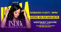 Gana boletos para ver La India en el Westbury Theatre